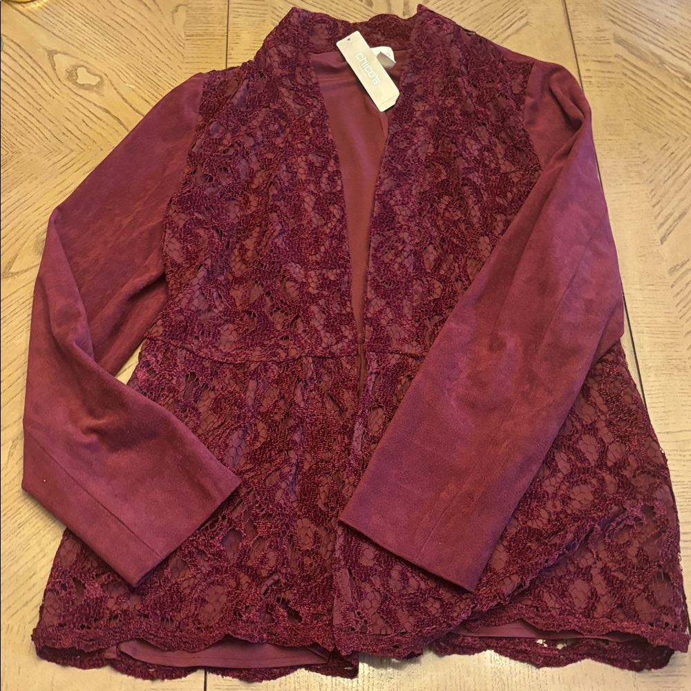 Chicos Feminine Sueded Jacket Sz small (Chico’s
Size 0) NWT